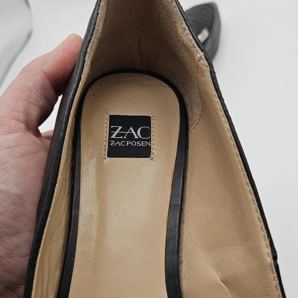 ZAC Zac Posen black leather quilted Nayeli pointed toe loafers size 7.5
